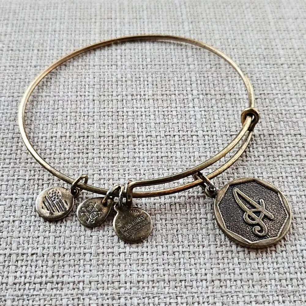 Alex And Ani Bracelet LETTER A Gold Tone Initial Wristband Wrist Fashion Jewelry - Picture 8 of 10